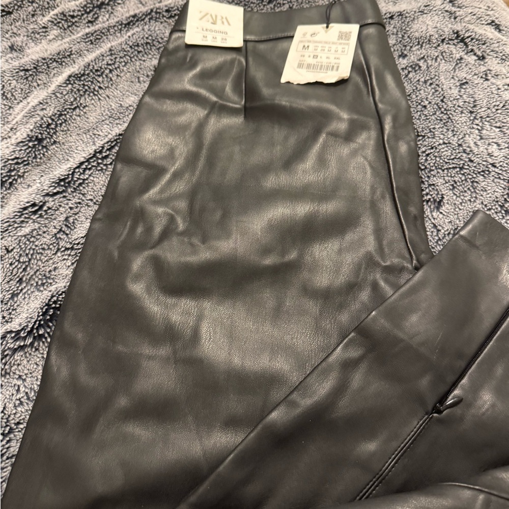 Zara Charcoal Faux Leather Leggings